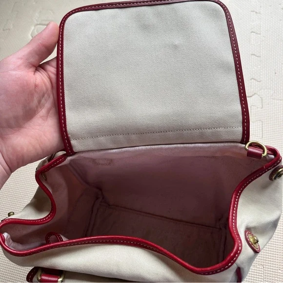 Coach Cream Canvas Satchel Red Leather Trim Gold Hardware – Read Description - Picture 6 of 14